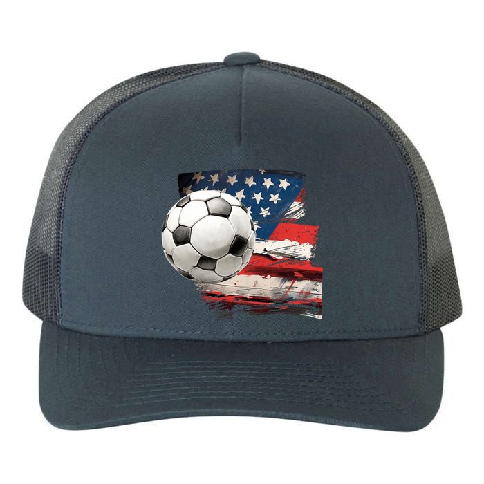 Usa Soccer Ball And Flag Yupoong Adult 5-Panel Trucker Hat