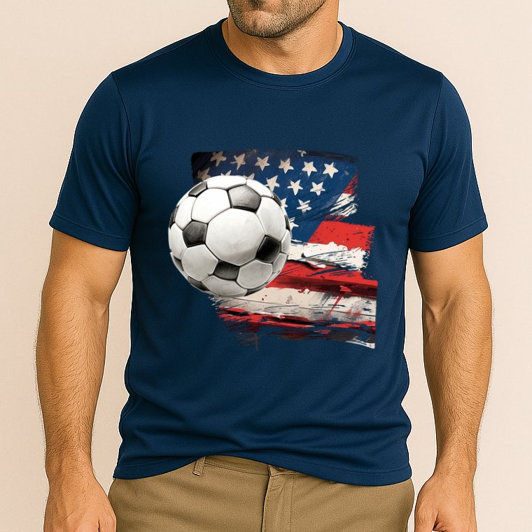 Usa Soccer Ball And Flag Cooling Performance Crew T-Shirt