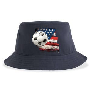 Usa Soccer Ball And Flag Sustainable Bucket Hat