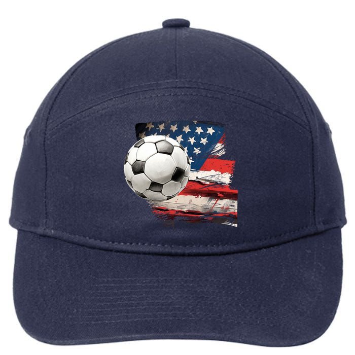 Usa Soccer Ball And Flag 7-Panel Snapback Hat