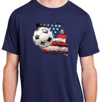 Usa Soccer Ball And Flag Adult ChromaSoft Performance T-Shirt