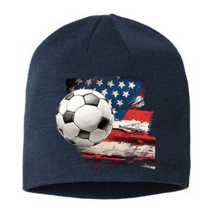 Usa Soccer Ball And Flag Sustainable Beanie