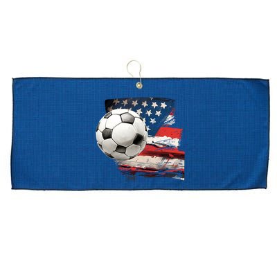 Usa Soccer Ball And Flag Large Microfiber Waffle Golf Towel