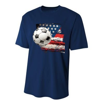 Usa Soccer Ball And Flag Performance Sprint T-Shirt