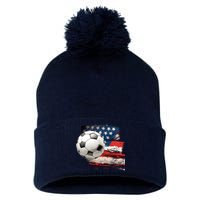 Usa Soccer Ball And Flag Pom Pom 12in Knit Beanie