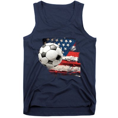 Usa Soccer Ball And Flag Tank Top