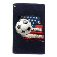 Usa Soccer Ball And Flag Platinum Collection Golf Towel