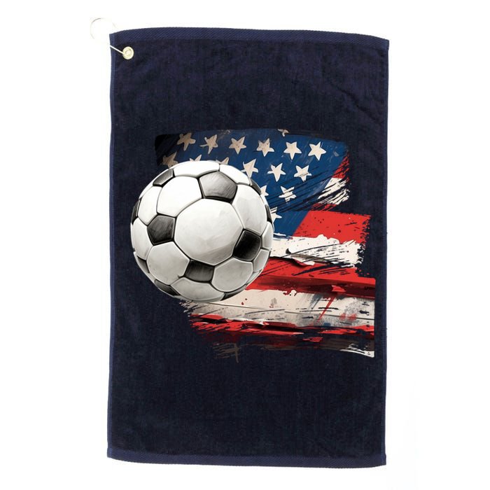 Usa Soccer Ball And Flag Platinum Collection Golf Towel