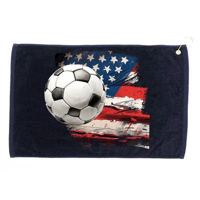 Usa Soccer Ball And Flag Grommeted Golf Towel