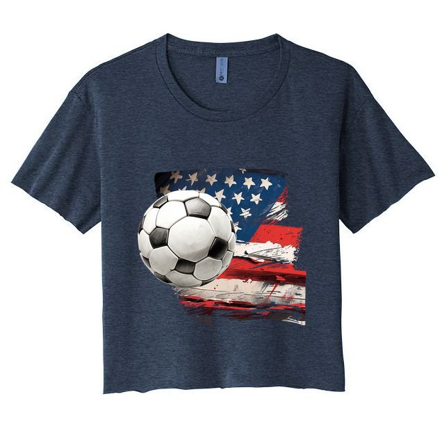 Usa Soccer Ball And Flag Crop Top