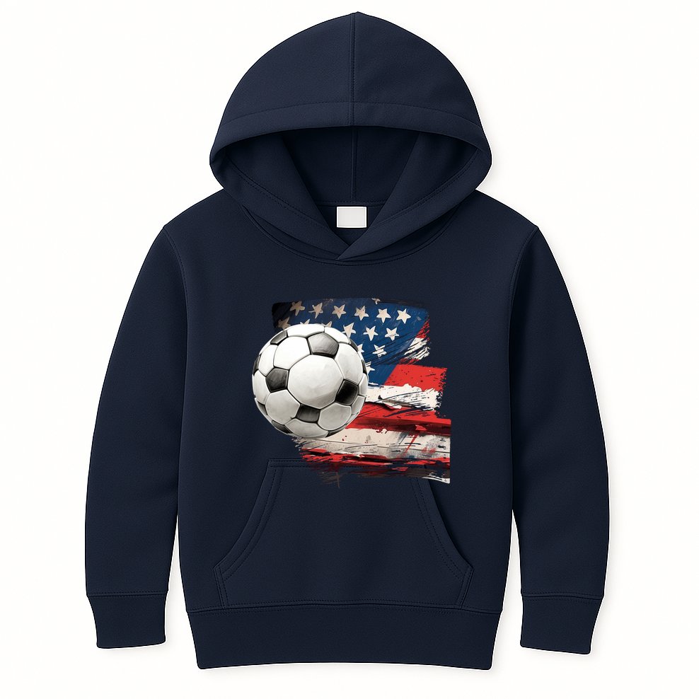 Usa Soccer Ball And Flag Kids Hoodie