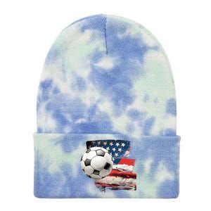 Usa Soccer Ball And Flag Tie Dye 12in Knit Beanie