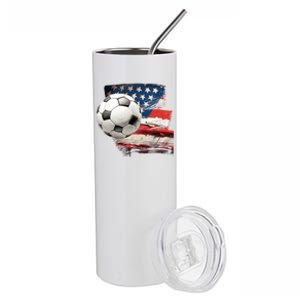 Usa Soccer Ball And Flag Stainless Steel Tumbler