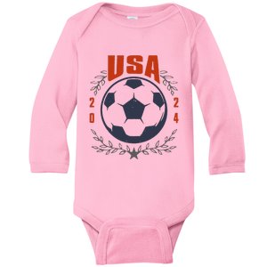 Usa Soccer Ball 2024 Stars & Laurel Wreath Baby Long Sleeve Bodysuit