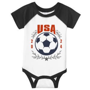 Usa Soccer Ball 2024 Stars & Laurel Wreath Infant Baby Jersey Bodysuit