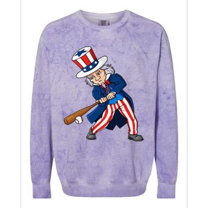 Uncle Sam Baseball 4th Of July Patriotic Colorblast Crewneck Sweatshirt