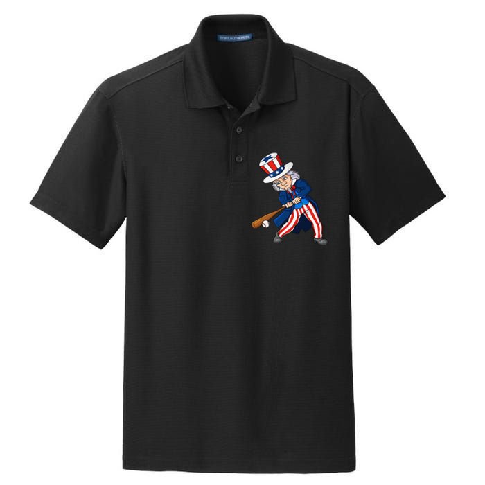 Uncle Sam Baseball 4th Of July Patriotic Dry Zone Grid Polo