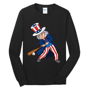 Uncle Sam Baseball 4th Of July Patriotic Tall Long Sleeve T-Shirt