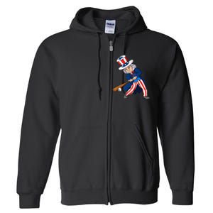 Uncle Sam Baseball 4th Of July Patriotic Full Zip Hoodie