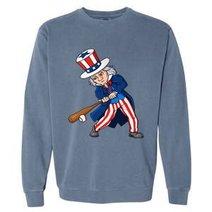 Uncle Sam Baseball 4th Of July Patriotic Garment-Dyed Sweatshirt