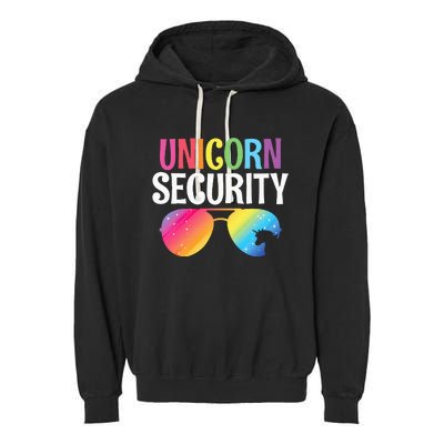 Unicorn Security Birthday Family Halloween Costume Mom Dad Garment-Dyed Fleece Hoodie