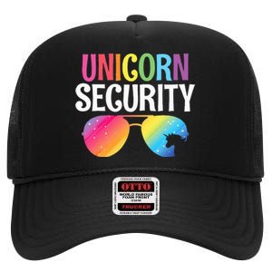 Unicorn Security Birthday Family Halloween Costume Mom Dad High Crown Mesh Back Trucker Hat