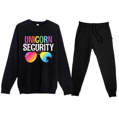 Unicorn Security Birthday Family Halloween Costume Mom Dad Premium Crewneck Sweatsuit Set