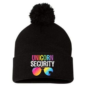 Unicorn Security Birthday Family Halloween Costume Mom Dad Pom Pom 12in Knit Beanie