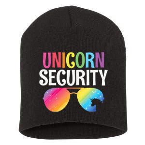 Unicorn Security Birthday Family Halloween Costume Mom Dad Short Acrylic Beanie