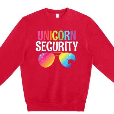 Unicorn Security Birthday Family Halloween Costume Mom Dad Premium Crewneck Sweatshirt