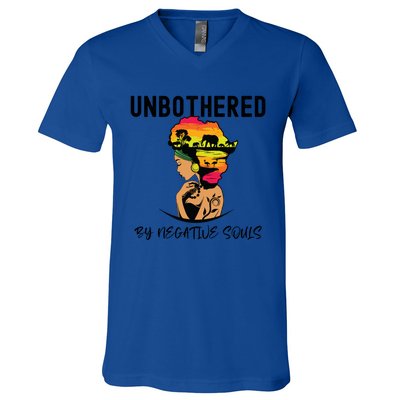 Unbothered Sassy Black Queen African American Ladies Gift V-Neck T-Shirt