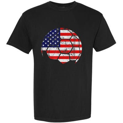 USA Soccer Ball Flag Jersey Garment-Dyed Heavyweight T-Shirt