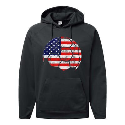 USA Soccer Ball Flag Jersey Performance Fleece Hoodie