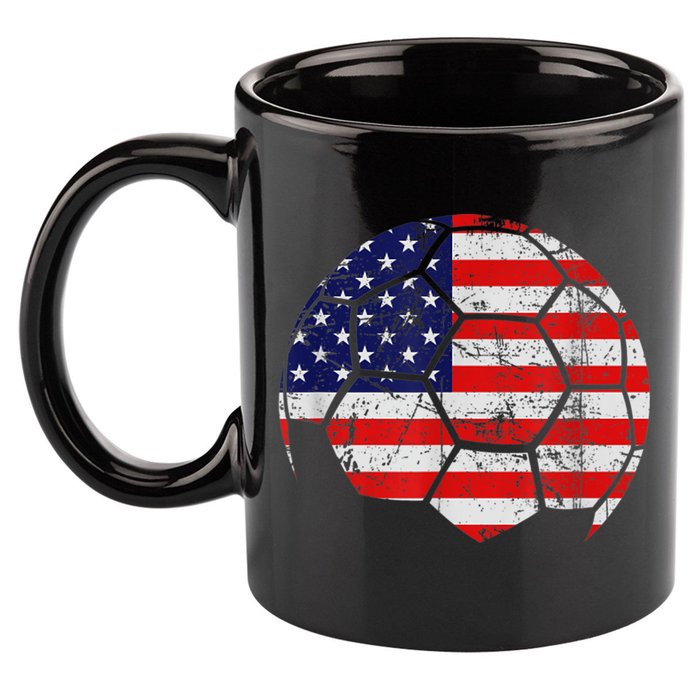 USA Soccer Ball Flag Jersey 11oz C Handle Ceramic Mug