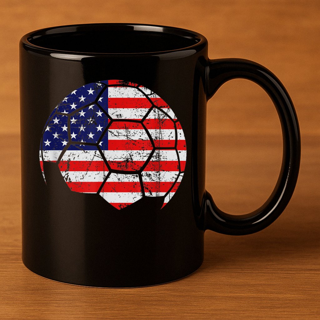 USA Soccer Ball Flag Jersey 11oz C Handle Ceramic Mug
