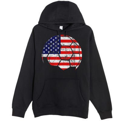 USA Soccer Ball Flag Jersey Premium Pullover Hoodie