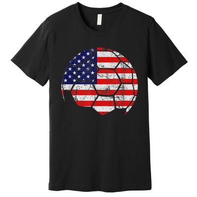 USA Soccer Ball Flag Jersey Premium T-Shirt