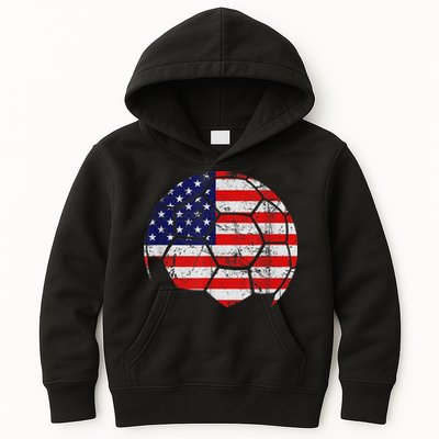 USA Soccer Ball Flag Jersey Kids Hoodie