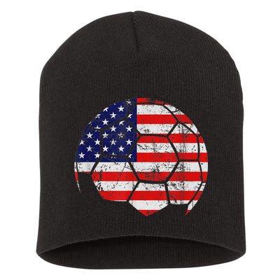 USA Soccer Ball Flag Jersey Short Acrylic Beanie