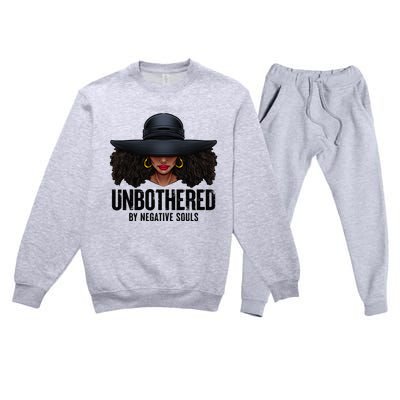 Unbothered Sassy Black Queen African American Ladies Gifts Premium Crewneck Sweatsuit Set