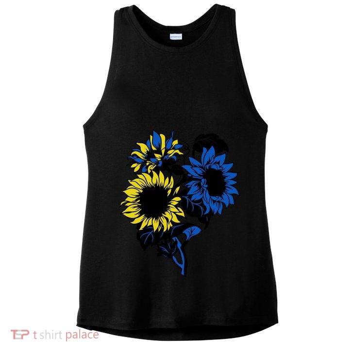 Ukraine Sunflower Blue Yellow Ukrainian Flag Support Ukraine Gift Ladies PosiCharge Tri-Blend Wicking Tank
