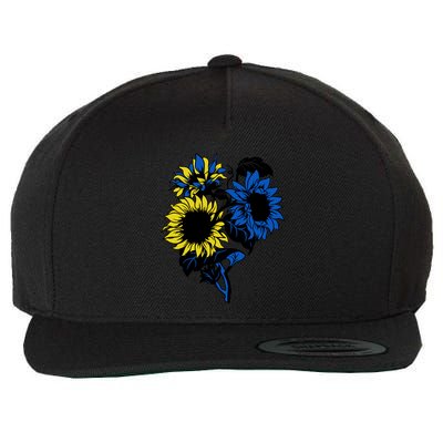 Ukraine Sunflower Blue Yellow Ukrainian Flag Support Ukraine Gift Wool Snapback Cap