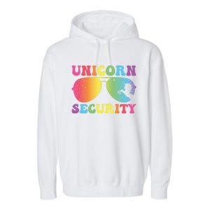 Unicorn Security Birthday Family Halloween Costume Mom Dad Cute Gift Garment-Dyed Fleece Hoodie