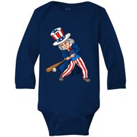 Uncle Sam Baseball 4th Of July Patriotic Boy Teens Baby Long Sleeve Bodysuit