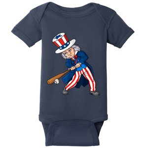 Uncle Sam Baseball 4th Of July Patriotic Boy Teens Baby Bodysuit