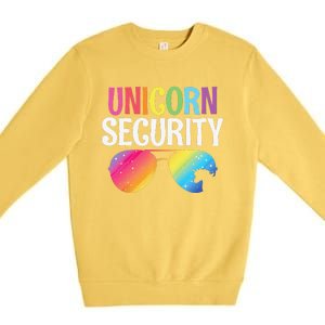 Unicorn Security Birthday Family Halloween Costume Mom Dad Premium Crewneck Sweatshirt