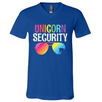 Unicorn Security Birthday Family Halloween Costume Mom Dad V-Neck T-Shirt