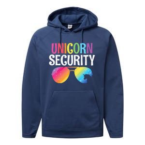 Unicorn Security Birthday Family Halloween Costume Mom Dad Performance Fleece Hoodie