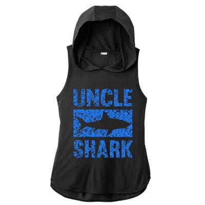 Uncle Shark Birthday Gift For Shark Lovers Ladies PosiCharge Tri-Blend Wicking Draft Hoodie Tank