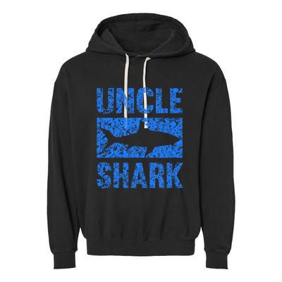 Uncle Shark Birthday Gift For Shark Lovers Garment-Dyed Fleece Hoodie